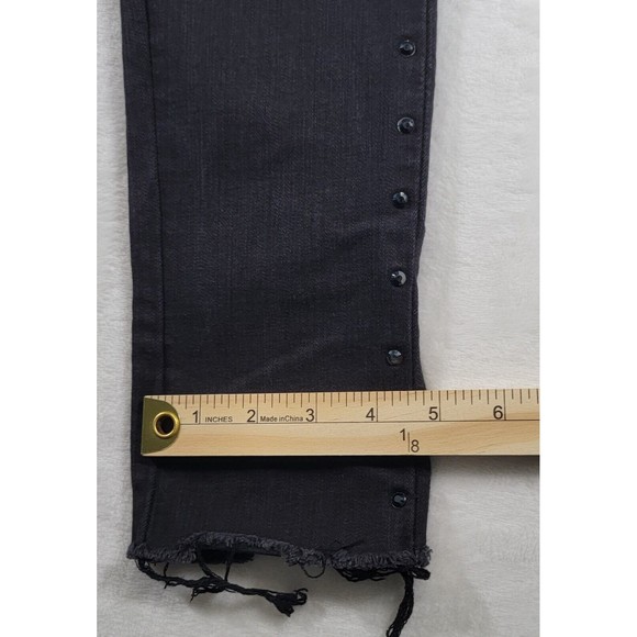 Levis 721 High Rise Skinny Stretch Jeans Size 29 Black Denim Rhinestone Stripe - Picture 13 of 16